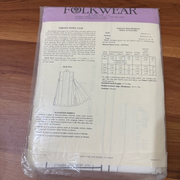 Lot of 4 Vintage Folkwear #102 #118 #125 #127 Collectible Sewing Patterns - Picture 6 of 10